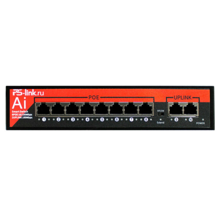 Сетевой PoE коммутатор 8 POE и 2 Uplink портов Ps-Link VD-208P